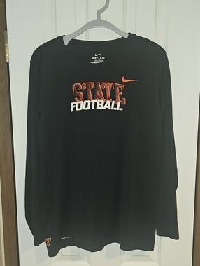 Nike Men's XL Dri‑Fit Black Long Sleeve STATE FOOTBALL Performance Tee Used